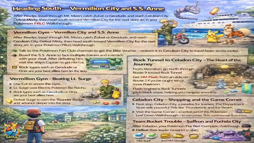 Pokémon Fire Red Leaf Green Walkthrough: Complete Game Guide for Beginners (2025 Update) 2 Heading South – Vermilion City and S.S. Anne