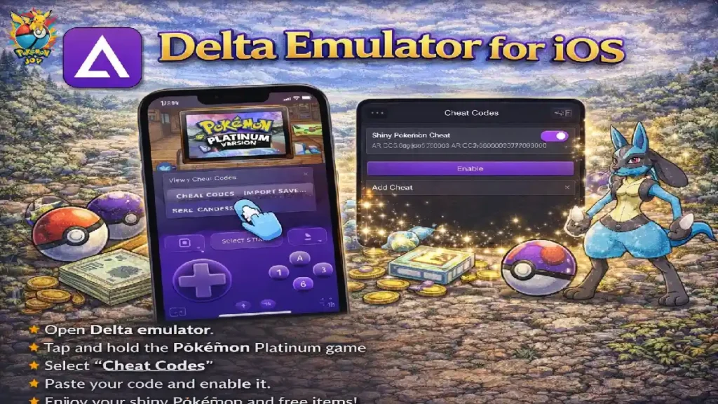 Pokemon Platinum Cheats Codes: Action Replay Codes for NDS 2 Delta Emulator for iOS