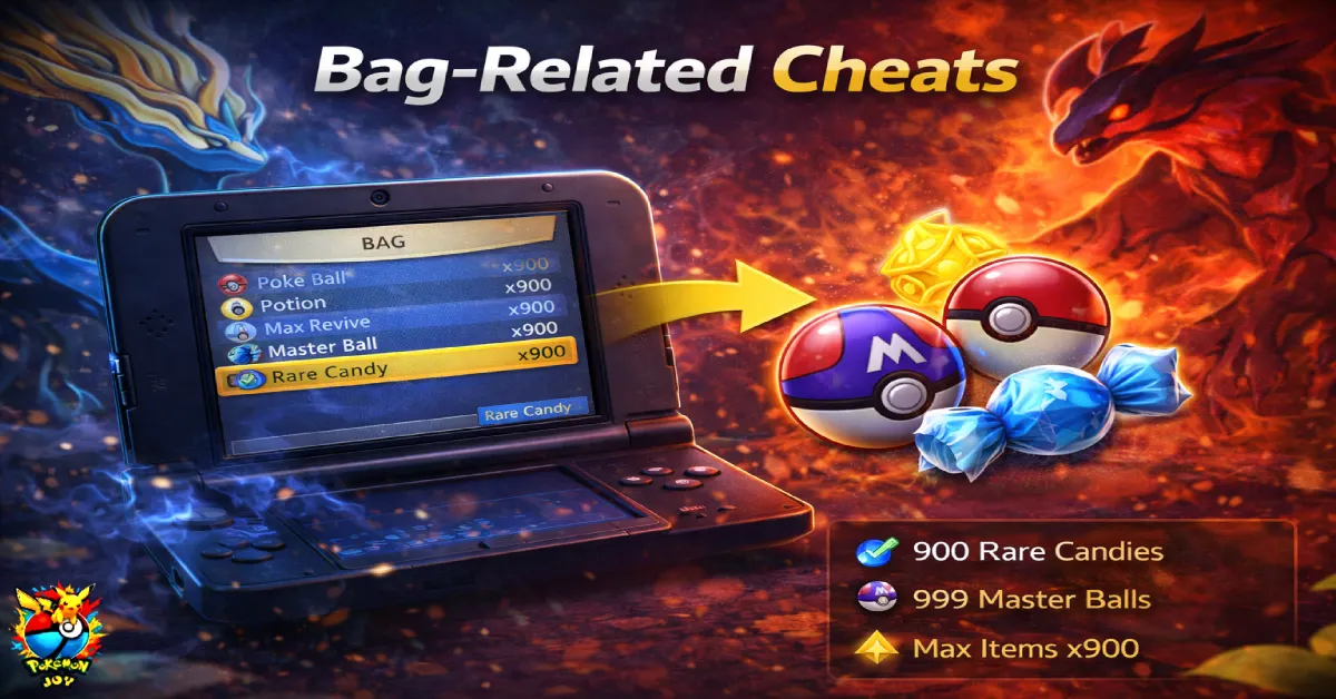 Pokemon X and Y bag cheats with rare candy and master balls
