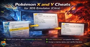 Home 351 Pokemon X and Y cheat codes for 3DS Citra emulator