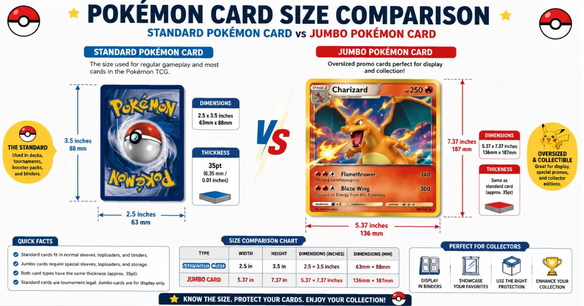 Standard Pokémon Card vs Jumbo Pokémon Card Size Comparison