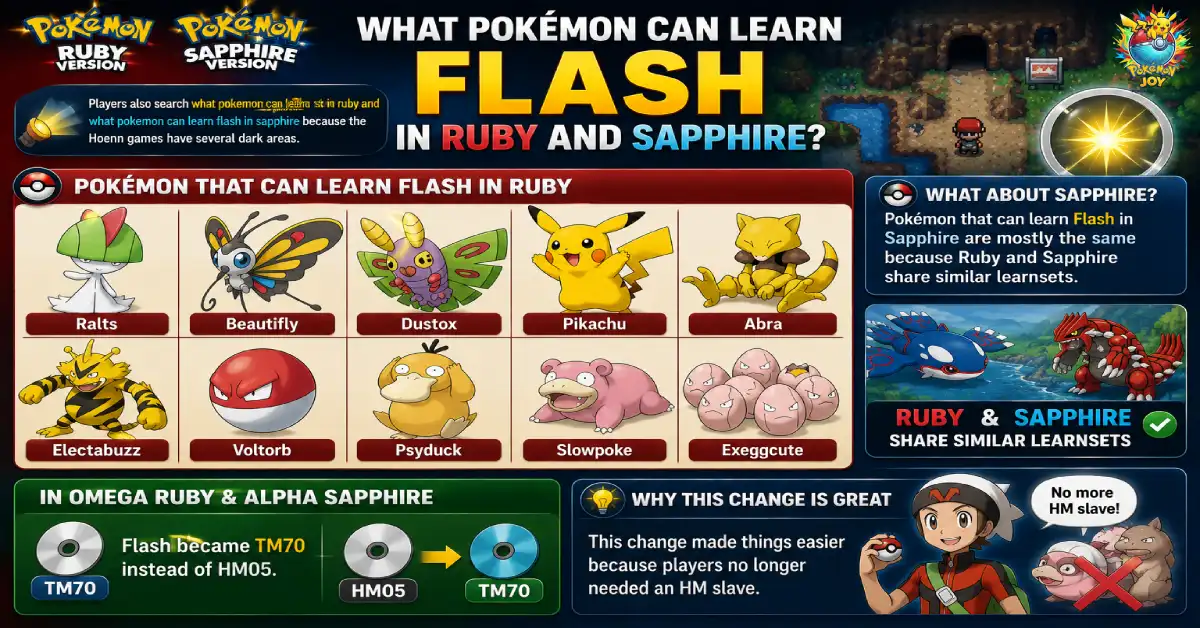 What Pokemon Can Learn Flash in Ruby and Sapphire?