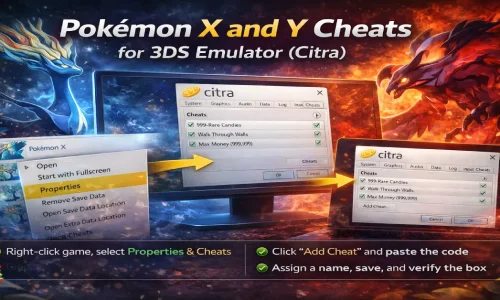 Pokemon X and Y cheat codes for 3DS Citra emulator